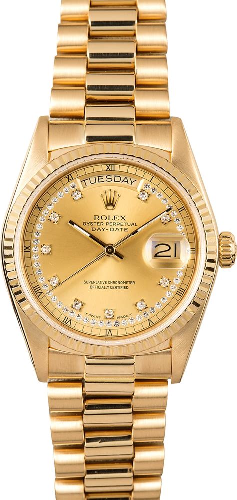 rolex oyster perpetual day date b18038|Rolex diamond dial 18038.